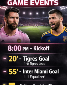 Inter Miami vs Tigres UANL timeline