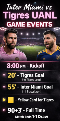 Inter Miami vs Tigres UANL timeline