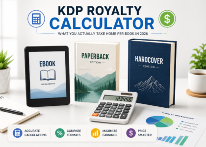 KDP royalty calculator showing ebook, paperback, and hardcover earnings