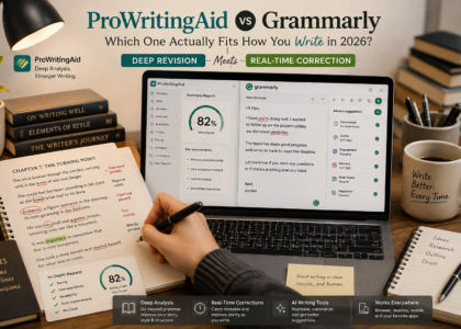 ProWritingAid vs Grammarly comparison showing deep manuscript editing and real-time writing corrections