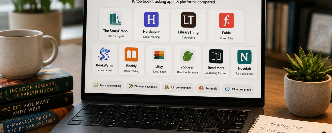 Goodreads alternatives and book tracking apps comparison on laptop