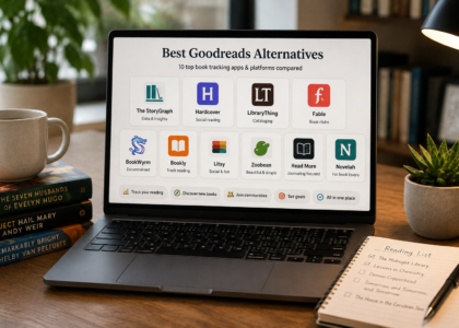 Goodreads alternatives and book tracking apps comparison on laptop
